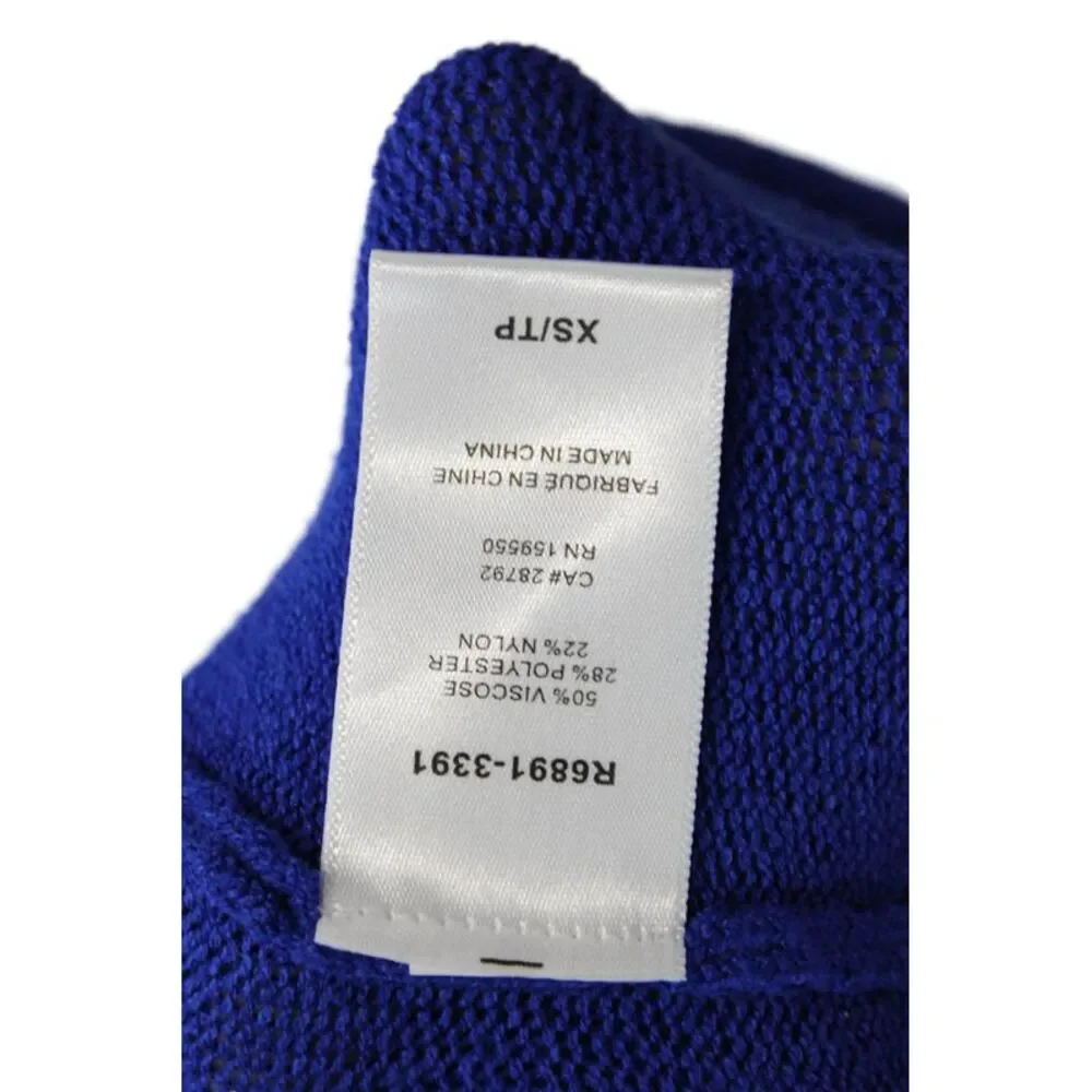 Renuar Womens Turtleneck Long Sleeve Medium Knit Sweater Solid Blue Size XS